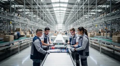 Mitarbeitende koordinieren E-Fulfillment in modernem Logistikzentrum