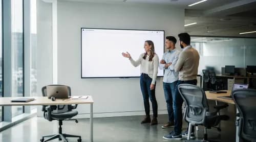 Entwicklerteam präsentiert moderne E-Business-Softwareplattform im Büro