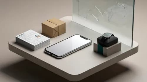 3D-Illustration zu E-Commerce-Themen: Mobile Shopping, Werbung, Lieferung und Marktentwicklung