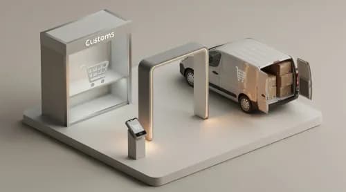 3D-Illustration zu Zollreform, Black Friday und KI im Online-Handel