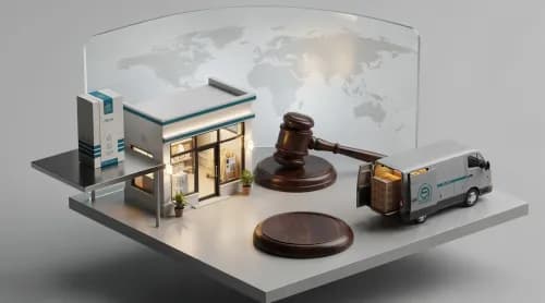 3D-Illustration zu Recht, Handel, Logistik und globalem E-Commerce im Morning Briefing