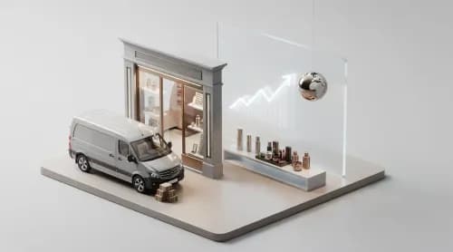 3D-Illustration zu E-Commerce-News: Luxus, Beauty, Wachstum und globale Marktplätze