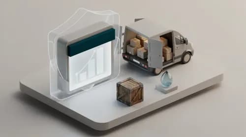 3D-Illustration zeigt Versicherung, Logistik, Retail-Media und Ölpreis-Themen im E-Commerce