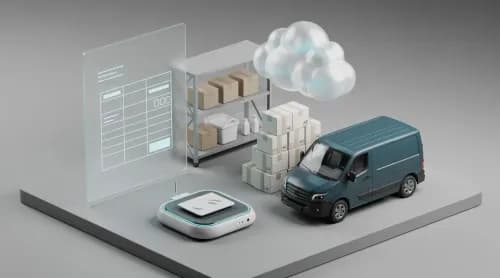3D-Illustration zu Lieferdiensten, Zahlungsmethoden, Marktplätzen und Cloud im E-Commerce
