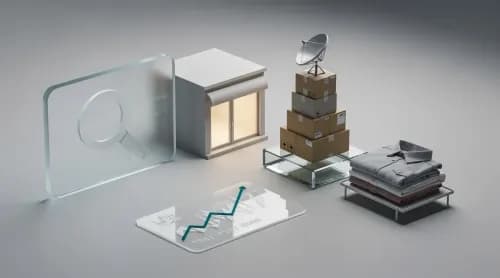 3D-Illustration zu Google Shopping, Handel, Retouren, Überschuldung und Vinted im E-Commerce