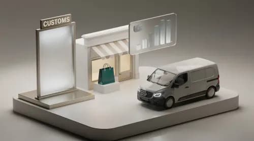3D-Illustration zu Hermes, Shein-Kontrollen, BNPL und Marktplatz-Trends im E-Commerce