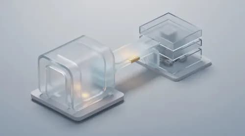 3D-Illustration zeigt Middleware als Brücke zwischen Front- und Back-Office-Systemen