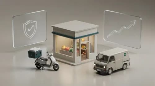 3D-Illustration zu E-Commerce-News: Lieferservice, Sicherheit und globaler Handel im Überblick