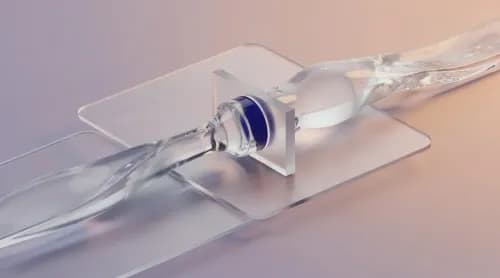 3D-Illustration: breiter Datenstrom verdichtet sich zu schmalem Strom durch Kompressionstechnik
