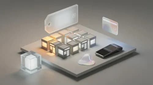 3D-Illustration zu Marktplätzen, Rabatten, Zahlungsdiensten und digitalen Zwillingen im E-Commerce