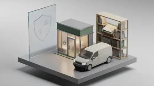3D-Illustration zu Reparaturrecht, Produkthaftung, BookTok und Cybersicherheit im E-Commerce