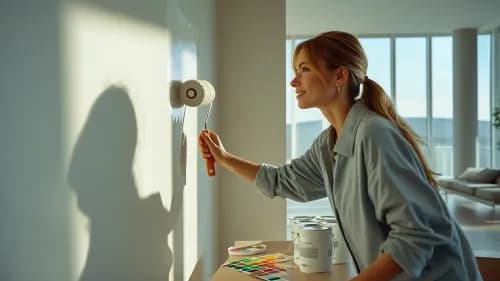 Frau streicht Wand zuhause mit Farbe – Sinnbild für den Gewinner-Onlineshop des Usability Awards
