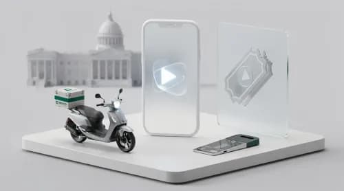 3D-Illustration zu Tiktok, Insolvenzen, Klarna und Just Eat Takeaway im E-Commerce