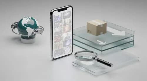 3D-Illustration zu TikTok Shop, Retouren, globalem Handel und Gründungen im E-Commerce