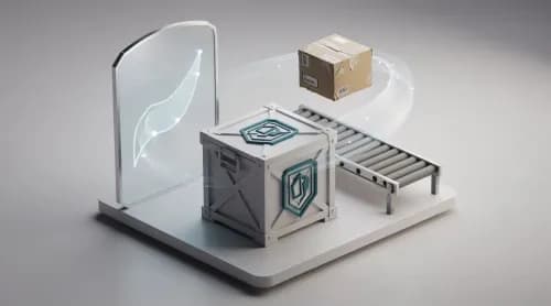 3D-Illustration zu Zoll, Retouren, Cybersicherheit und Amazon-Regulierung im E-Commerce