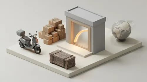 3D-Illustration zu Lieferdiensten, Prime Day, globalen Marktplätzen und Second-Hand-Handel