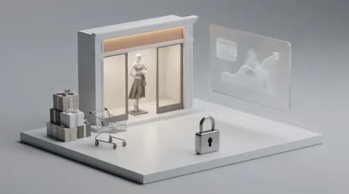 3D-Illustration zu Zalando, Bezahldiensten, Weihnachtsgeschäft und Datensicherheit im E-Commerce